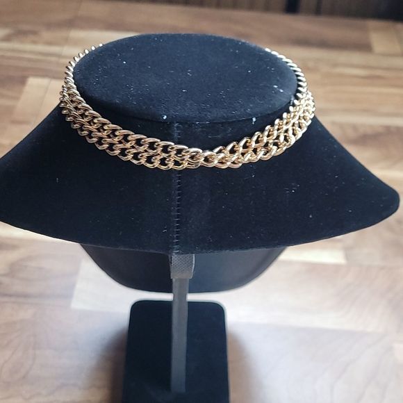 Mia Collection Sexy Denim Tie Choker Gold Tone Lolita Necklace - Picture 3 of 4